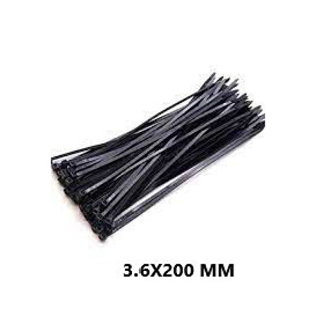 PLASTİK ÇIRT KELEPÇE 100 PARÇA SİYAH 3.6X200MM. 