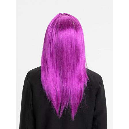 Fuşya Renk Düz Kesim Uzun Parti Peruğu Takma Saç 