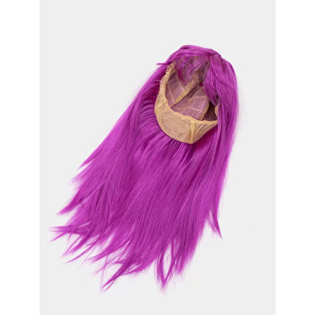 Fuşya Renk Düz Kesim Uzun Parti Peruğu Takma Saç 