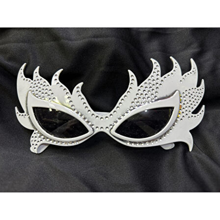 Taşlı Göz Kamaştıran Gecenin Yıldızı Beyaz Parti Alev Gözlük 