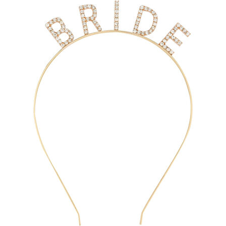 Altın Gold Renk Bekarlığa Veda Kristal Taş Bride Tacı İthal 16x10 Cm 
