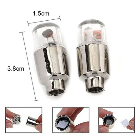 Araç ve Bisiklet İçin 2’li Mavi LED Hava Valfi Işık Kapakları–Gece Parlayan Lastik Lambası Sibop Kapağı 