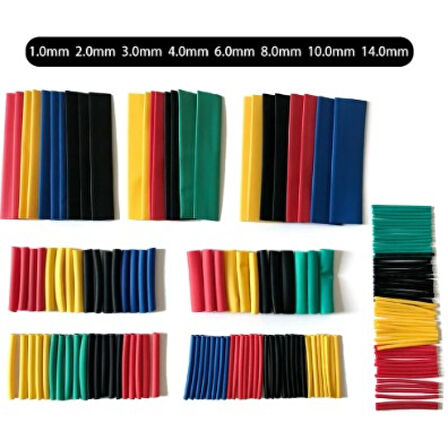 164 Parça Set Isıyla Daralan Makaron Kablo Koruyucu Kılıf 