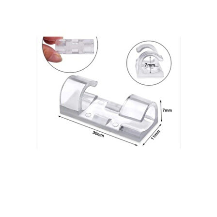 Kablo Sabitleyici Klipsler 20 Adet Kablo Düzenleyici Duvar Fayans Cam Kablo Tutucu Yapışkanlı Klips 