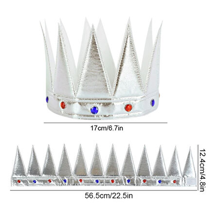 Gümüş Renk Eva Yumuşak Kral Kraliyet Tacı Yetişkin Çocuk Uyumlu 55 cm 