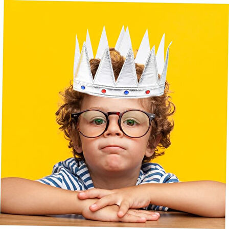 Gümüş Renk Eva Yumuşak Kral Kraliyet Tacı Yetişkin Çocuk Uyumlu 55 cm 