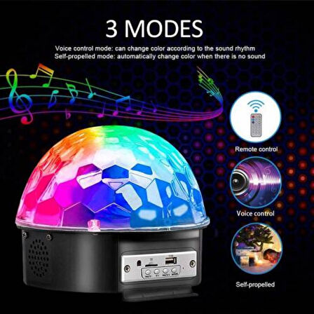 Bluetooth Sd Aux Usb Led Disko Lamba Topu Speaker 