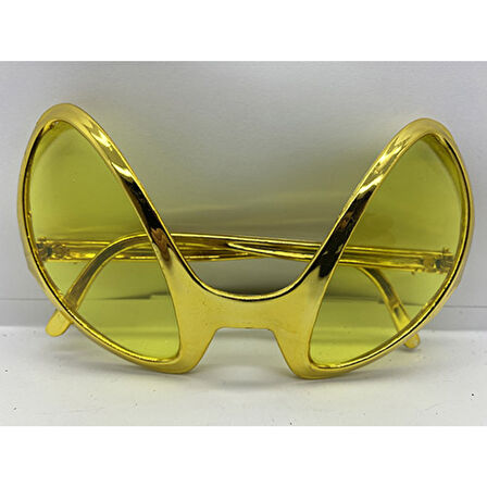 Retro Gözlük - 80 Li 90 Lı Yıllar Parti Gözlüğü Gold Renk 8x13 Cm 