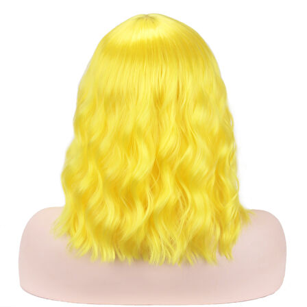 Sarı Renk Uzun Dalgalı Parti Peruğu 