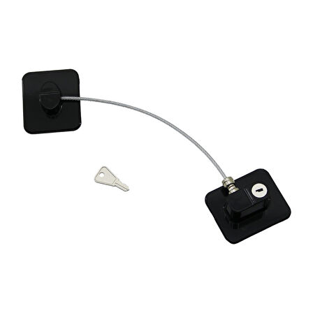 Siyah Plaka   Halatlı  Emniyet Kilit  5x6cm Yapışkanlı Montaj=2pcs Plaka   Halat=18.8cm 