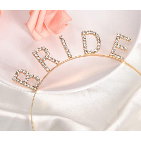 Altın Gold Renk Bekarlığa Veda Kristal Taş Bride Tacı İthal 16x10 cm 