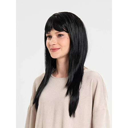 Siyah Renk Uzun Parti Peruğu 