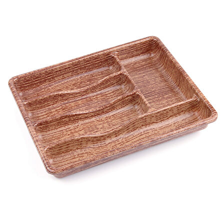 AHŞAP RENK - 5 BÖLMELİ ÇEKMECE İÇİ KAŞIKLIK 36X29CM 
