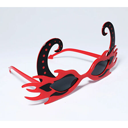 Siyah Boynuzlu Kırmızı Renk Alevli Parti Gözlüğü 21x10 cm 