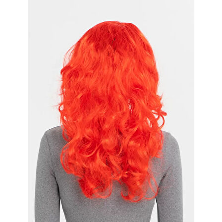 Kırmızı Renk Uzun Dalgalı Parti Peruğu 