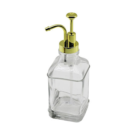 KARE CAM ŞİŞE - ŞEFFAF SIVI SABUNLUK 500ML POMPA - MUSLUK AYRIK MODEL BAŞLI 