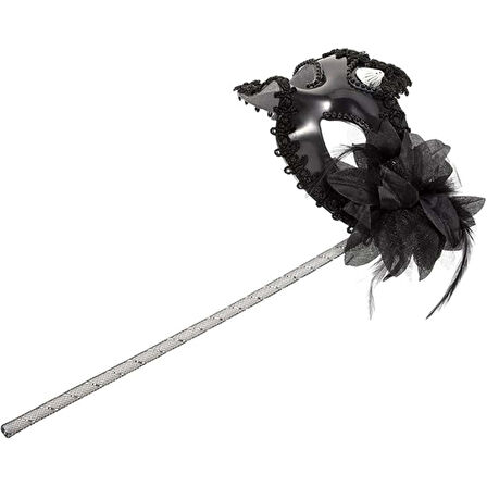 Siyah Işıltılı Tutmalı Fotoğraf Çekimi Maskesi 18x29 Cm 