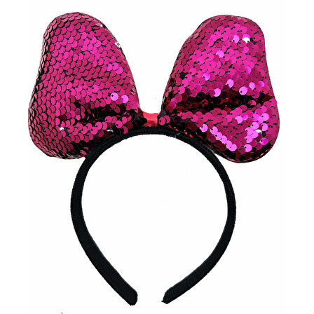 Renk Değiştiren Pullu Payetli Fiyonk Parti Tacı Fuşya Gümüş Renk 20x16 Cm 