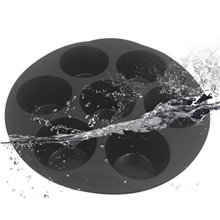 7 Gözlü Silikon Çok Amaçlı Airfryer Muffin Cupcake Kek Ve Çörek Pişirme Kalıbı 