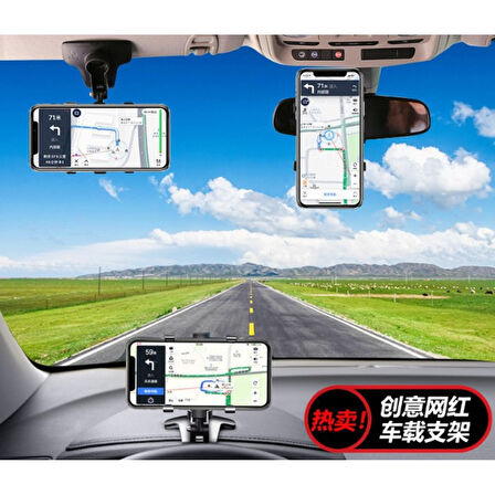 Araba Gösterge Üstüne Takılan 360 Oynar Başlıklı Telefon Tutucu 