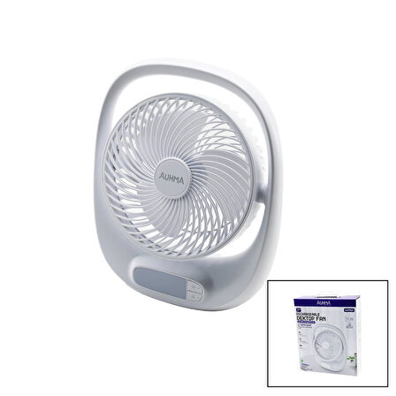 Usb 7 İnç- 20cm Masa Üstü Fan Vantilatör Işıklı 5w 180 Derece 3 Kademe Hız - 3 Pervane Stand=24.8x30.5x8cm Aufn-01 