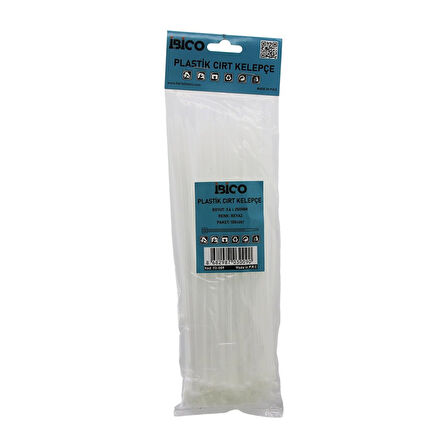 100pcs Beyaz   3.6x250mm  Plastik Cırt Kelepçe 