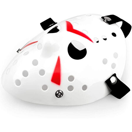 Beyaz Renk Kırmızı Çizgili Tam Yüz Hokey Jason Maskesi Hannibal Maskesi 