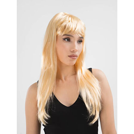 Platin Altın Dore Renk Uzun Düz Parti Peruğu 