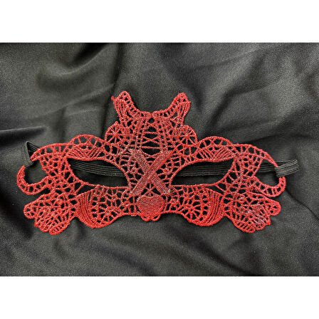 Kırmızı Dantel Masquerade Maskesi Çift Taraflı 10 No 
