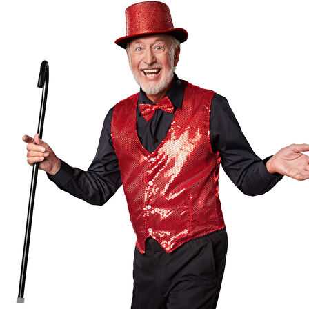 Gece Işıltısı Kırmızı Payetli Pullu Papyon 7x2 cm 