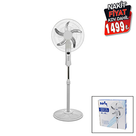18 İnc 45 Cm Kumandalı  Sanayi Tipi Ayaklı Vantilatör 5-metal Pervane 3-kademe Hız 65w Y:137cm 