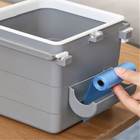 Mini Masa Çöp Kovası Plastik Tezgah Altı Geri Çekilebilir Yapışkanlı Görünmez Bölme Pratik 