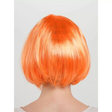 Turuncu Renk Parti Peruğu Küt Saç 