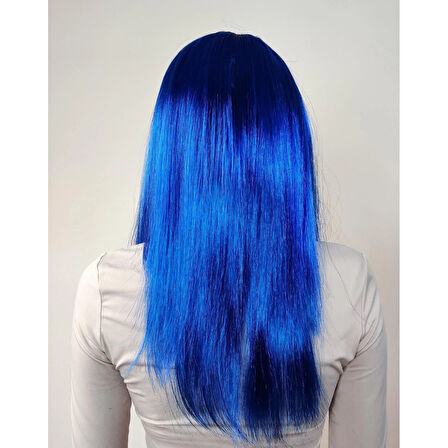 Mavi Renk Uzun Parti Peruğu 