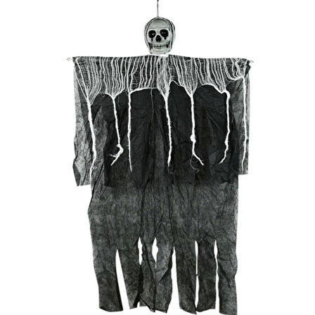 Ürpertici Kuru Kafa Korku Hayalet Saçaklı Dekor 90x50 cm 
