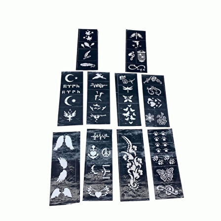 MİX DESEN 8X20CM TÜP KINA DESEN ÇIKARTMA ŞABLONU 10 PARÇA 