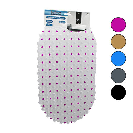 OVAL - EKO PVC +VANTUZ DESEN - ŞEFFAF RENKLİ 122PCS VANTUZ KAYDIRMAZ BANYO - KÜVET PASPAS 33X61CM 