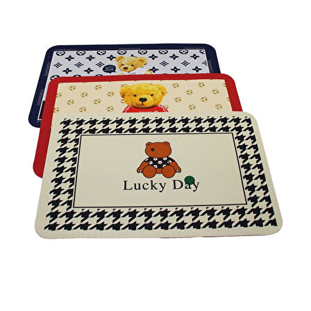 Dikdörtgen Su Emici - Sihirli Banyo Paspası Renkli Desenli - Resimli Elastik  57 X 37.5cm 