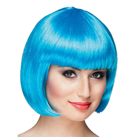 Turkuaz Renk Parti Peruğu Küt Saç 