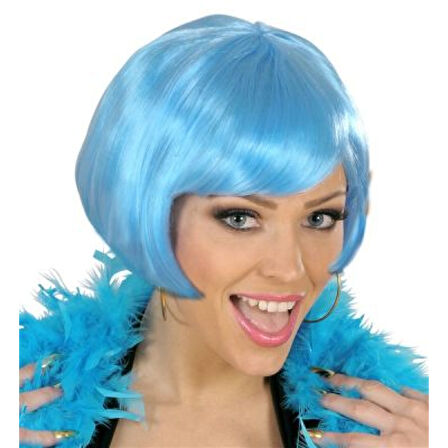 Turkuaz Renk Parti Peruğu Küt Saç 