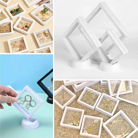 11x11cm Standlı 3D Takı Ziynet Hatıra Koleksiyon Saklama Kutusu Şeffaf Film Çerçevesi 