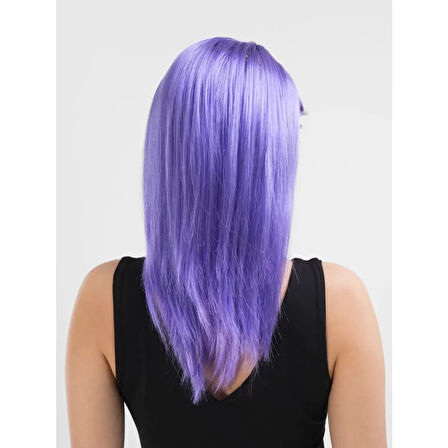 Mor Renk Uzun Düz Parti Peruğu 