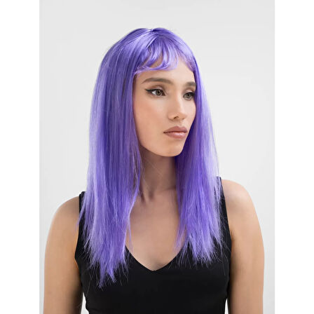 Mor Renk Uzun Düz Parti Peruğu 