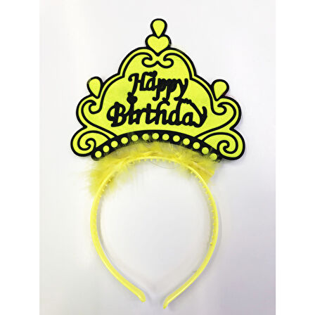 Happy Birthday Yazılı Neon Renk Taç 12 Adet 