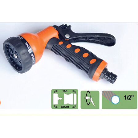 Sulama Tabancası - 4lü Sulama Sistemi 7 Fonkiyonlu 