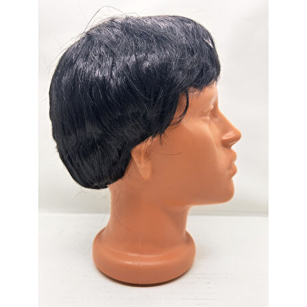 Siyah Renk Kısa Kesim İçi Astarlı Erkek Peruğu 