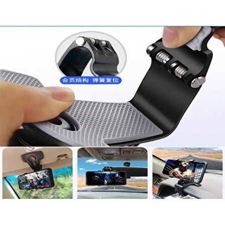 Araba Gösterge Üstüne Takılan 360 Oynar Başlıklı Telefon Tutucu 