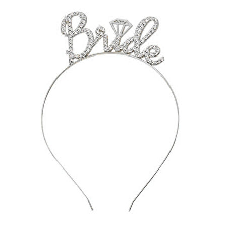 Gümüş Renkli Taşlı “bride” Gelin Tacı – El Yazısı Yazı Tipiyle 