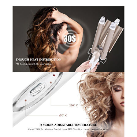 Wag Su Dalgası Saç Maşası 220 Derece 25 Mm Kalın Bukle 