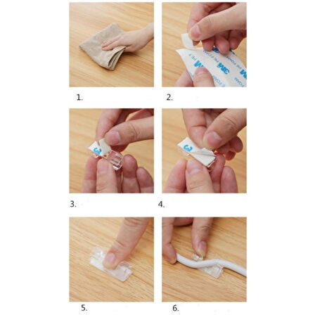 20&amp;apos;li Yapışkanlı Kablo Sabitleyici Şeffaf Klips 